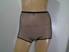 NOS Vtg 50s Pin Up Black Net over Sheer Nude All Nylon Full Cut Panties M USA
