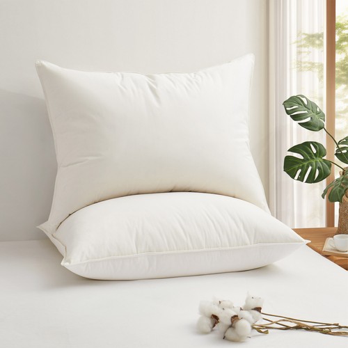 2 Pack Bed Pillows Organic Cotton Shell, 75% Goose Down Feather, King or Queen - Picture 2 of 5