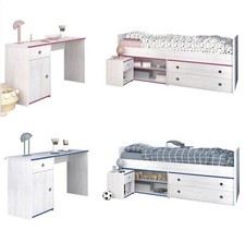 Kinderzimmer Smoozy 27 Parisot 3-tlg Bett + Nachtkommode + Schreibtisch Weiß