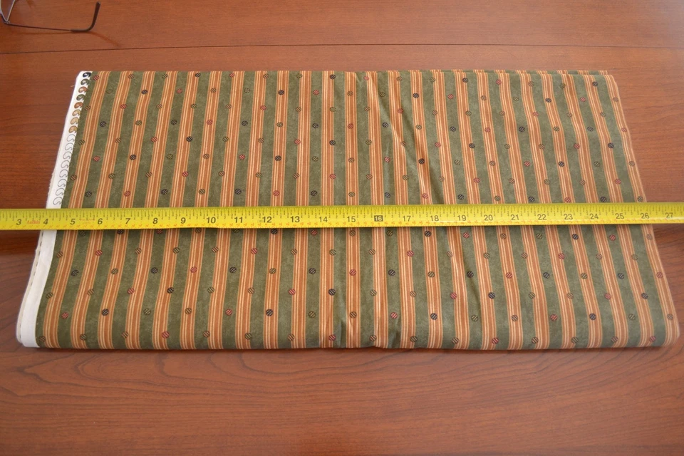 By 1/2 Yd, Gold Green Striped Cotton, Moda/Kansas Troubles/Wrapped Paisley,M8798 - Image 2 of 4