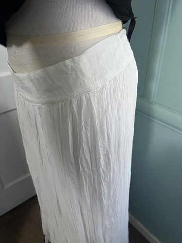 NWT Alberto Makali White Gauze Elastic Waist Maxi Skirt W/ Blk Embroidered Hem M - Picture 6 of 9