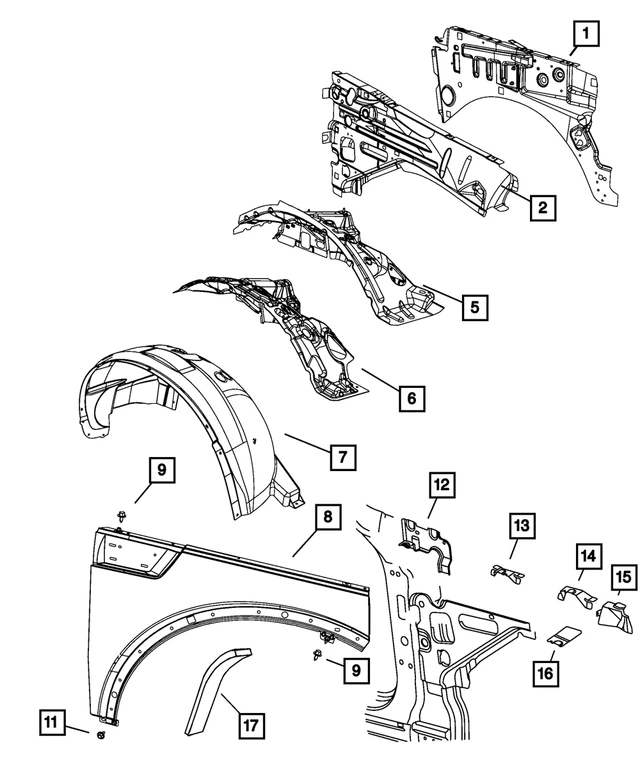55396960AA Mopar OE Fender Support Bracket RIGHT REAR for 2007-2012 Dodge Nitro - Image 2 of 4