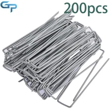 6" Landscape Staples Garden Stakes Galvanized Sod Staples 11 Gauge 200 Pack