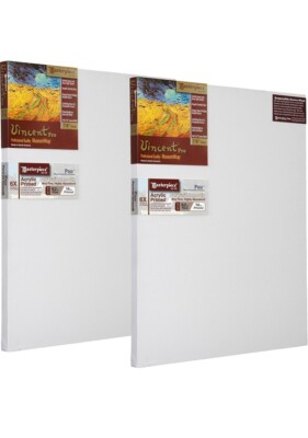 MASTERPIECE Vincent Pro 7/8'' Deep Linen Primed Stretched Canvas 15'' x 21'' 2PACK
