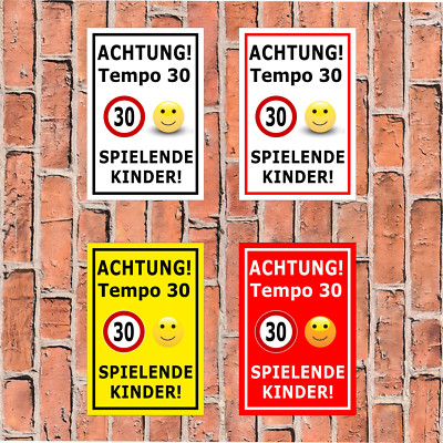 Schild - Achtung Tempo 30 Spielende Kinder Spielstraße Spielplatz - 4 Größen