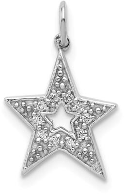 14k White Gold 1/20ctw Diamond Star Charm