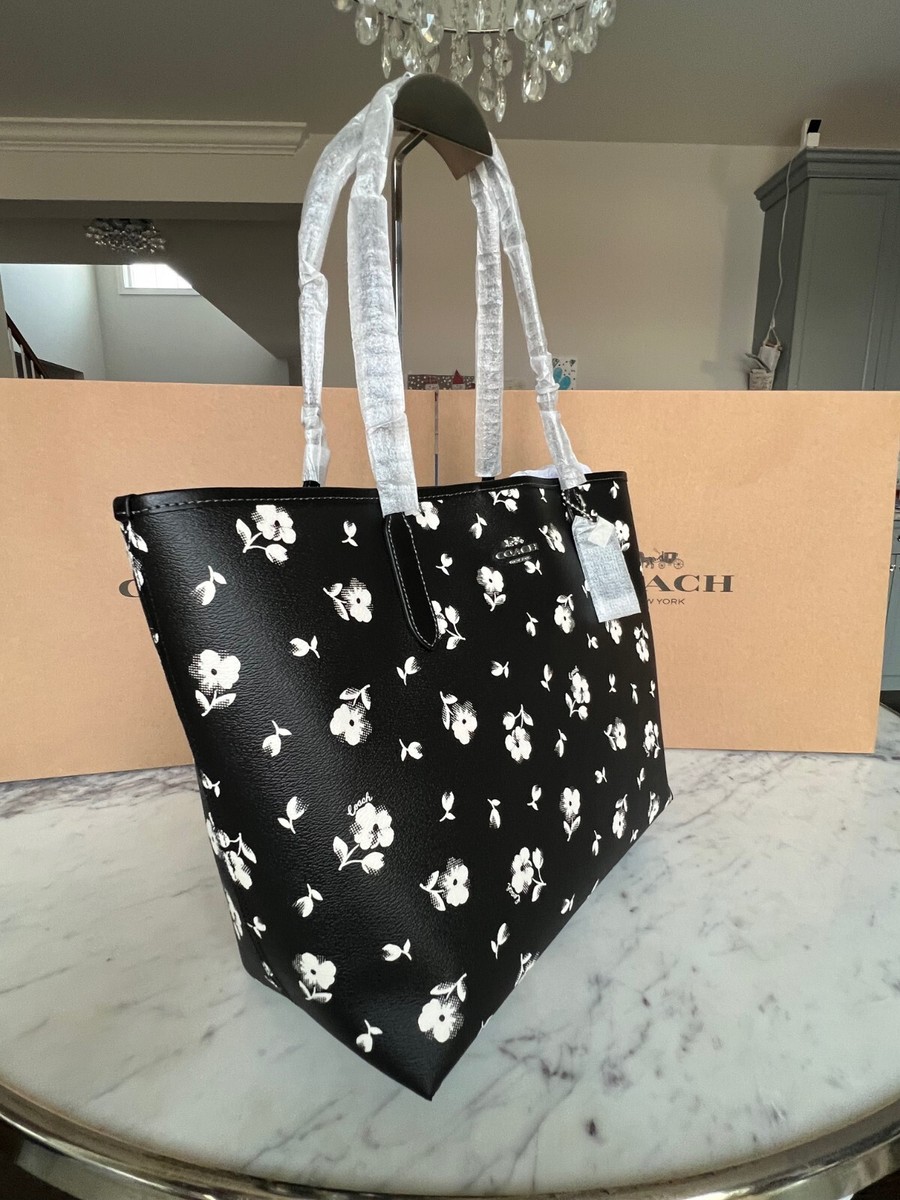 COACH City Tote With Floral Print フラワートートバッグ CP073 NWT Coach CP073 City Tote Bag With Floral Print in Chalk