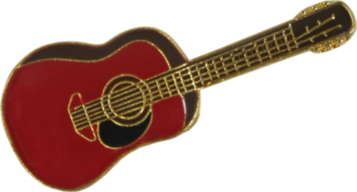 Enamel Pin - Guitar - Red Martin Dreadnought Acoustic Black Pick Guard #47019 - Picture 1 of 2