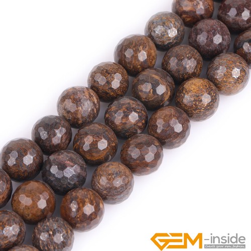 Natural Brown Bronzite Faceted Gemstone Round Beads For Jewelry Making 15" DIY - Picture 27 of 33