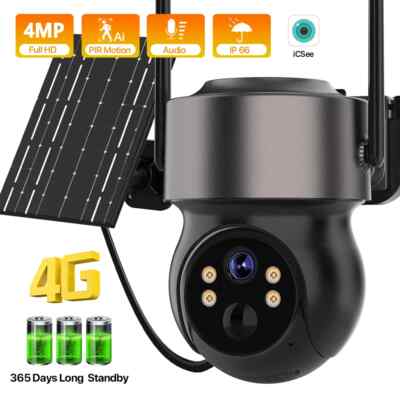 4MP Solar Camera Outdoor Security PIR Human Detection CCTV Video Surveillance