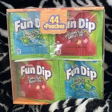 Lik-M-Aid Fun Dip Candy 44 Pouches Cherry-Yum-Diddly-Dip RazzApple HALLOWEEN