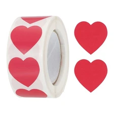 Heart Sticker 1" Self-Adhesive Love Label Red 500 Pcs