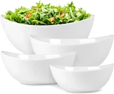 White Ceramic Serving Bowls for Entertaining, 10-18-28-42 Ounce, Microwave, Oven