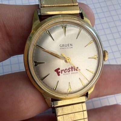 Gruen Precision Swiss Made Automatic Gold Double Signed Frostie Root Beer Dial