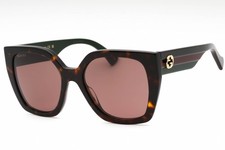 GUCCI GG1300S 002 Sunglasses Havana Frame Brown Lenses 55mm