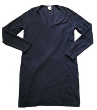 A New Day Knit Shirt Dress Women's M Black Ribbed V Neck Stretch
