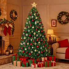 LUCKLIFE Artificial Christmas Tree 6ft,Full and LUS Pine with Metal Foldable Sta