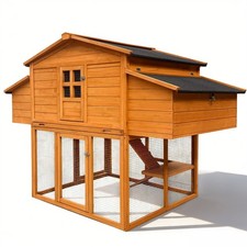 Outdoor Chicken Coop House Wooden Poultry Hutch with Two Nesting Boxes Large