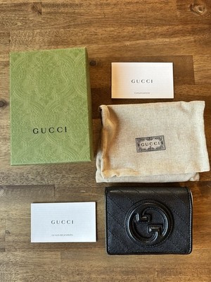 Gucci Blondie Geldbörse Geldbeutel Kartenhalter Bifold Wallet Leder Schwarz 