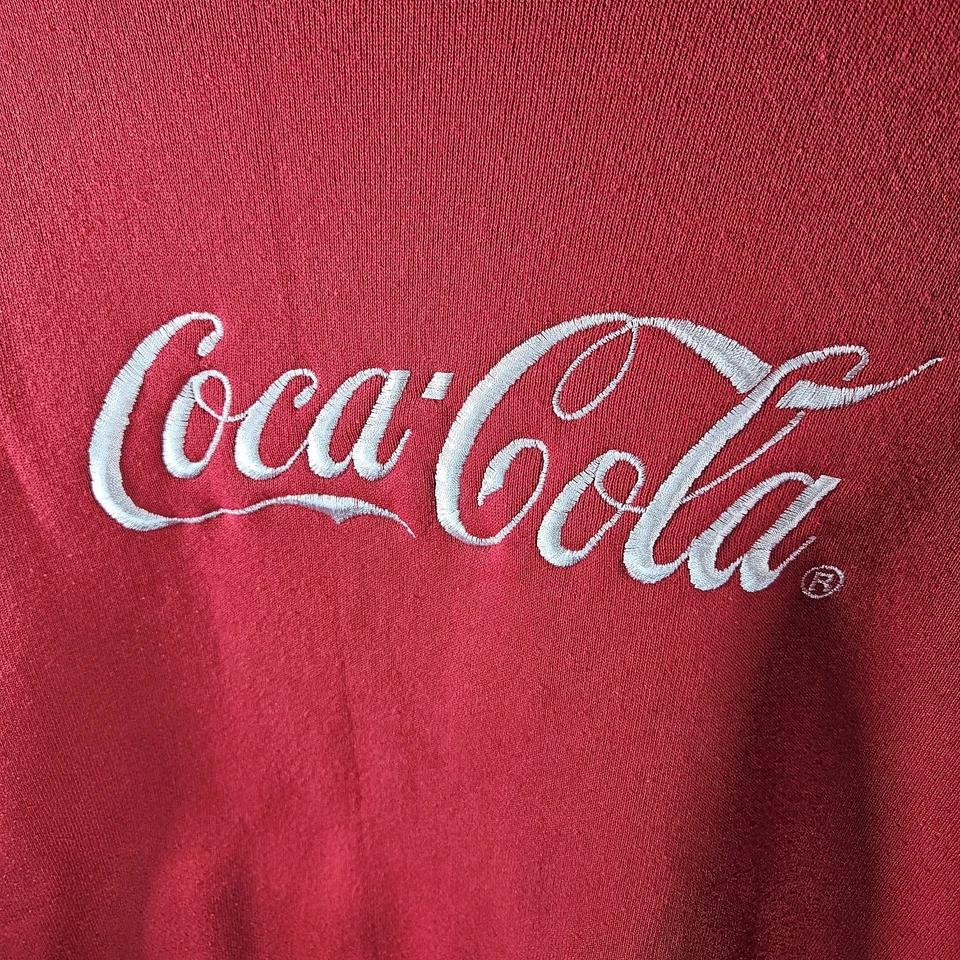 Moletom masculino vintage Coca Cola tamanho XL vermelho anos 90 gola redonda feito nos EUA Coca-Cola retrô - Imagem 3 de 4