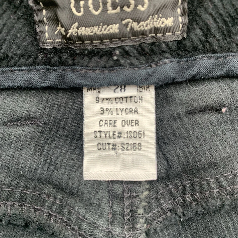 Pantalones de pana negros Guess Jeans para mujer 28 Y2K acampanados tiro bajo retro (26x26) Foto 3 de 4