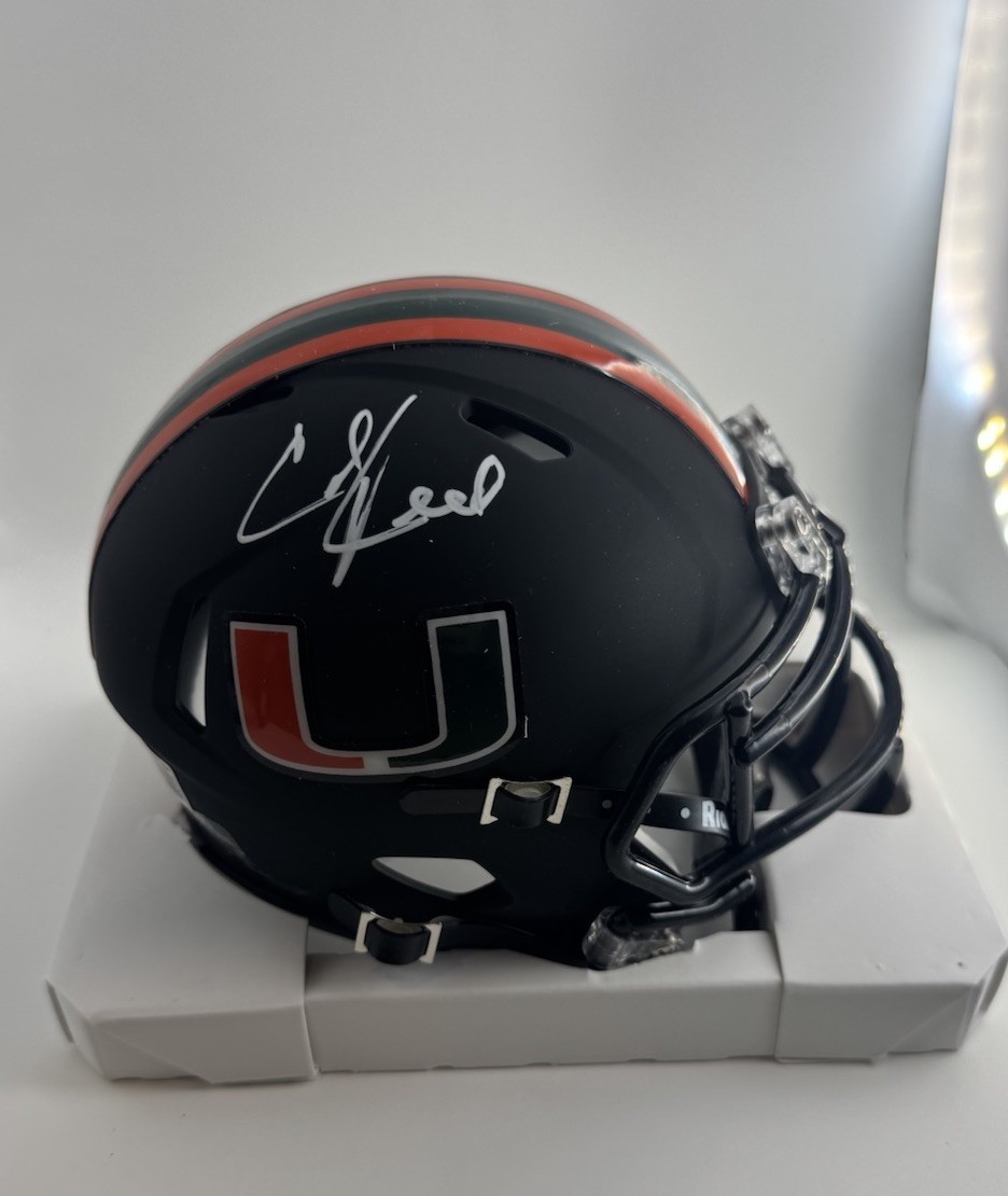 Ed Reed Autographed Signed Miami Hurricanes MINI HELMET BECKETT BAS 4 