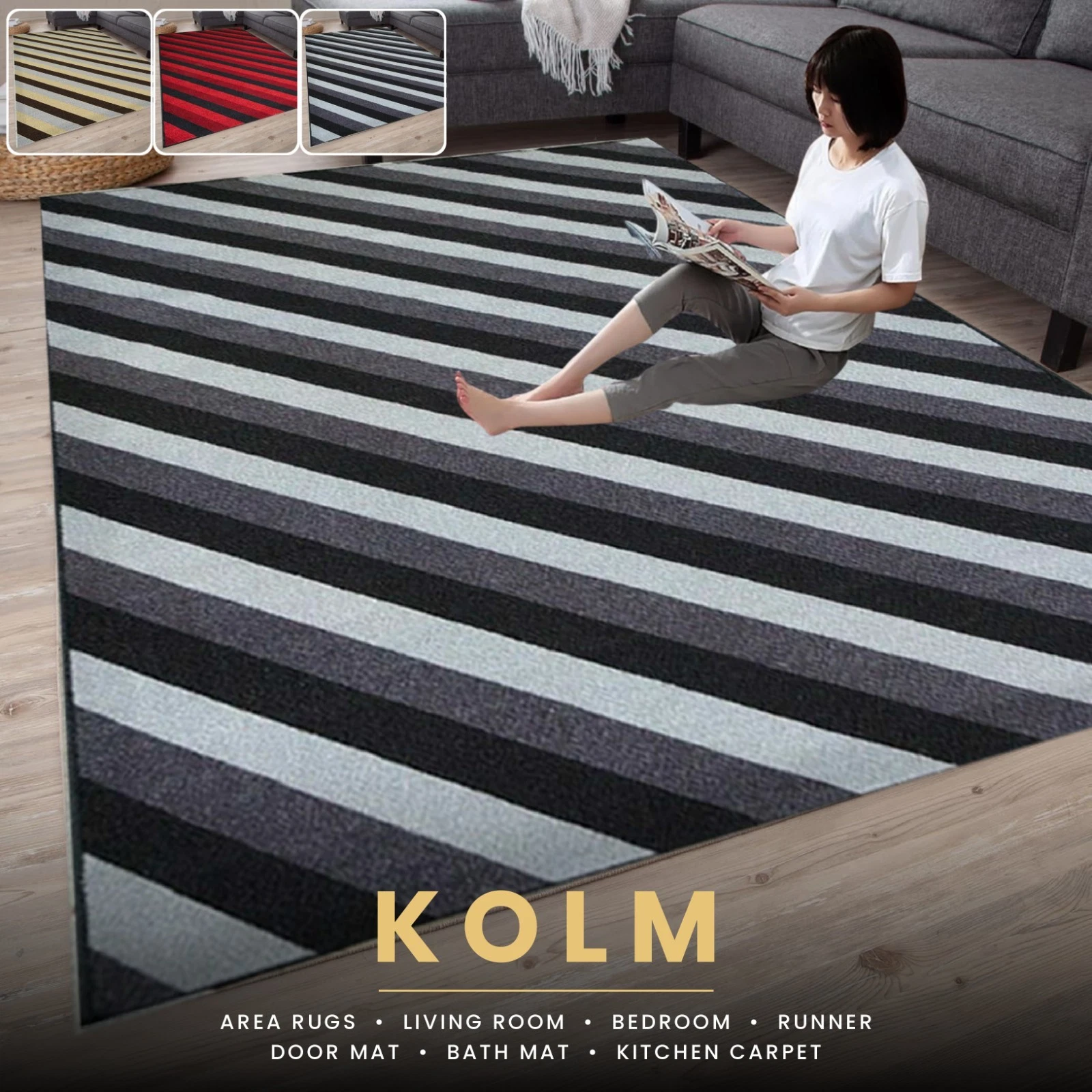 Geometric washable runner rug