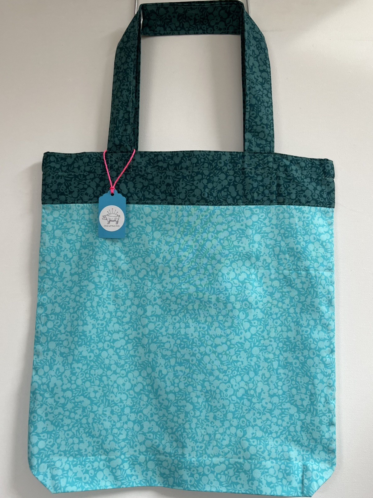 Bolso de Mano Liberty Algodón Wiltshire Sombra Turquesa Verde Azulado Color Bloque Hecho a Mano