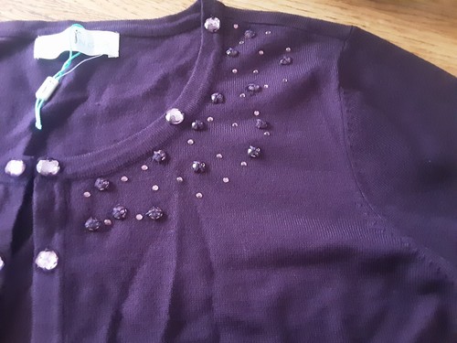 NEU Damen Strickjacke CARDIGAN „Pfeffinger “ Gr. 44 L Pflaume, Luxusklasse - Bild 4 von 5