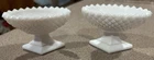 Vintage Westmoreland Milk Glass Pedestal Salt Cellars English Hobnail Set Of 2