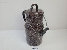 Milchkanne Emaille Holzgriff Landhausstil Bauernhof Dekoration K&uuml;che #269114
