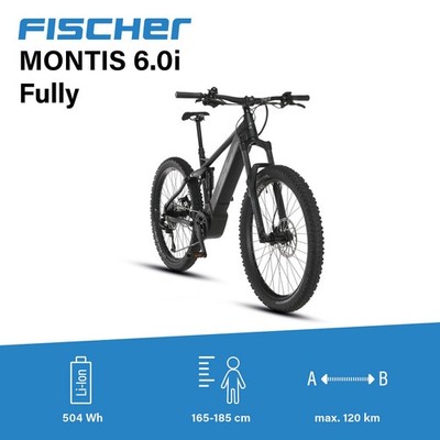 Fully E MTB 27,5 Zoll RH 44 cm 504 Wh FISCHER E-Mountainbike Montis 6.0i  schwarz | eBay.de