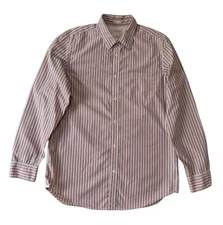 Banana Republic Men Slim Fit Shirt Pink/White Striped Button Up Long Sleeve Sz L