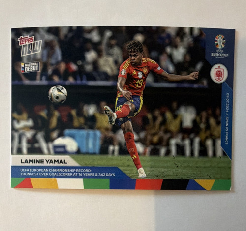 Topps Now UEFA Euro 2024 Lamine Yamal Spain National Debut #054 /34873
