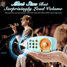 Retro Bluetooth Speaker - Vintage FM Radio with Powerful Bass  Wireless Sound