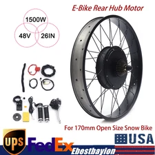 26" 48V 1500W E-Bike Motor Rear Hub Wheel Fat Tire Electric Bike Conversion Kit