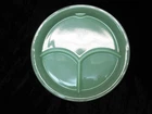 VINTAGE 9 3/4" JADEITE FIRE-KING RESTAURANT WARE DIVIDED HEAVY GRILL PLATE W/TAB