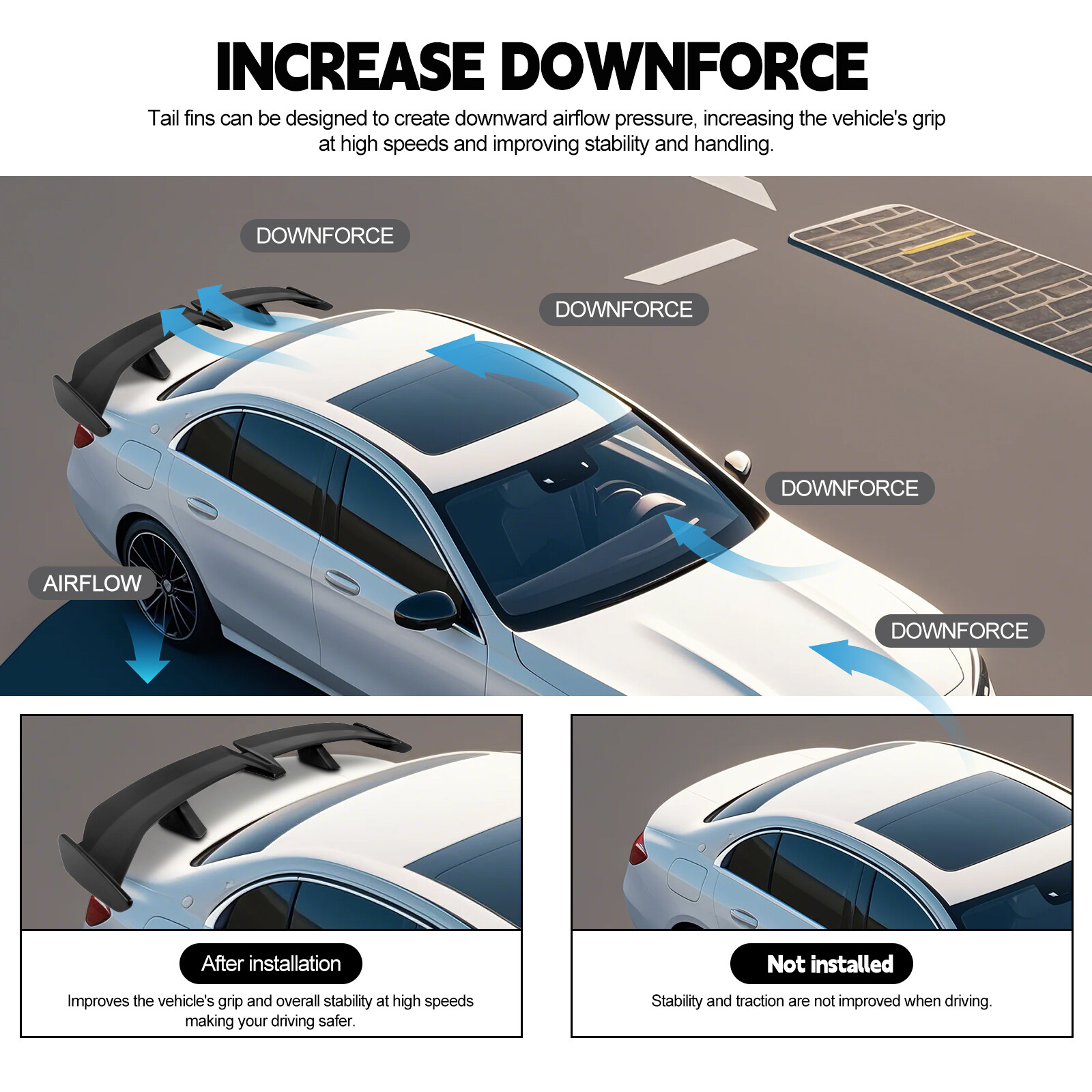 55" PRO Style Rear Trunk Spoiler Wing Drill-free For Lamborghini Urus 2018-2025