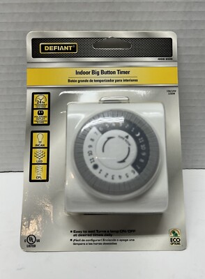 Defiant Indoor Big Button Timer, Indoor Plug-In 24 Hour Programmable - 15A 125V
