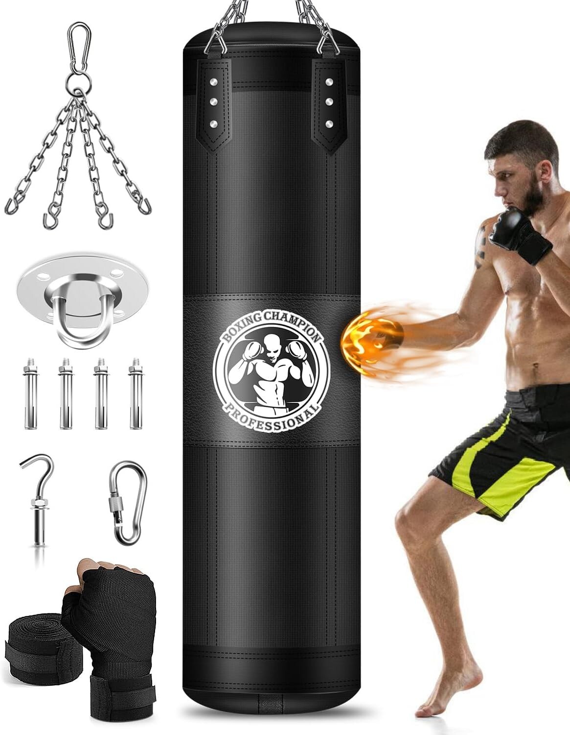 Quality 4FT Punching Bag for Karate and MMA - Strong Accessories Included