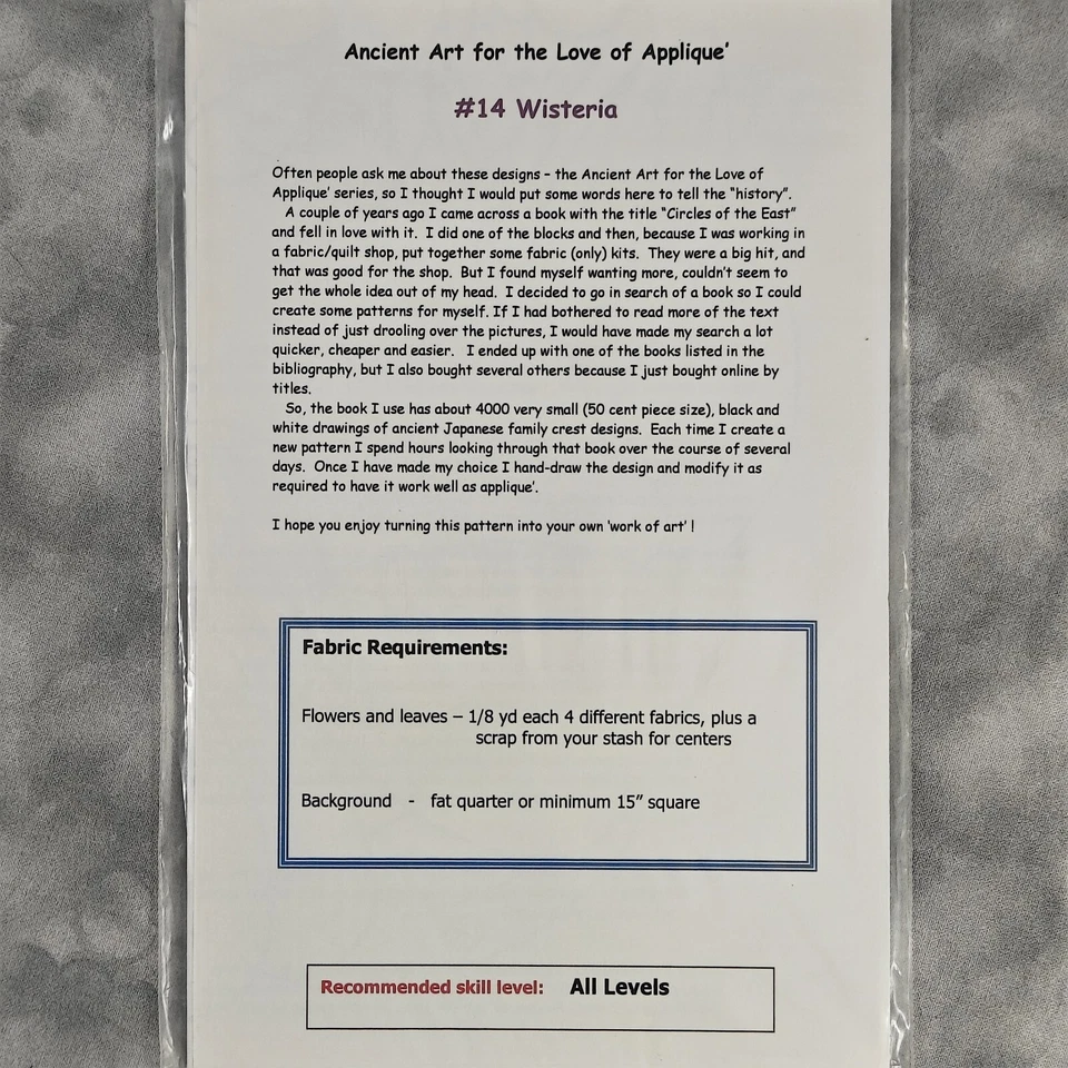 Wisteria Appliqué Pattern #14 🌸 Ancient Art Quilt Design - Image 3 of 3