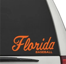 Florida Gators FLORIDA BASEBALL SCRIPT in ORANGE Cut Vinyl Decal UF Sticker