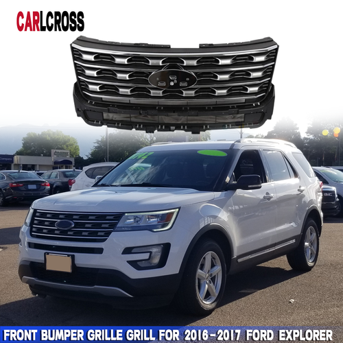 For Ford Explorer 2016 2017 Front Bumper Upper Grille Glossy Black
