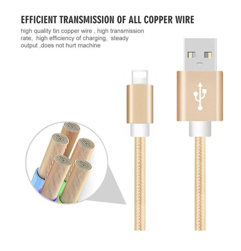 5 Pack Nylon Braided 3FT iPhone Compatible charger/data sync cable (Blue) - Image 4 of 4