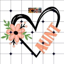 Sublimation Print Aunt Heart Ready to Press Heat Transfer