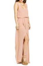 $162 NWD SHOW ME YOUR MUMU WOMEN'S PINK CHIFFON KENDALL MAXI DRESS SIZE XS