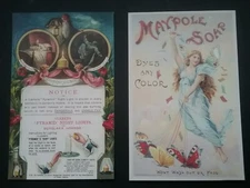 2 VICTORIAN CARD DOUBLE SIDED ADVERTS   ****(SEE DESCRIPTION FOR DETAILS)****