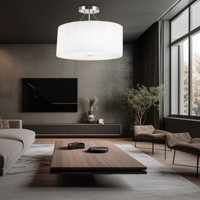 Deckenleuchte Deckenlampe Wohnzimmerleuchte 3 Flammig Plissee Weiß Rund D 45 Cm