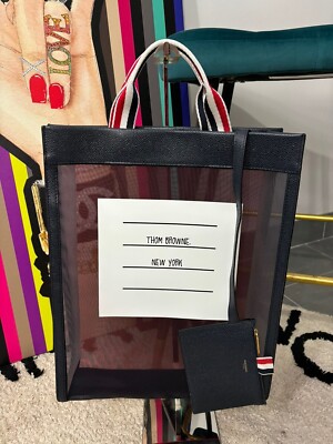 Thom Browne Mesh Tote Bag (NWOT/Leather Trim/12.6*16.1*3.9) | eBay