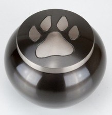 80 Cubic Inches Nickel/Gray Brass Pawprint Pet Jar Urn for Cremation Ashes
